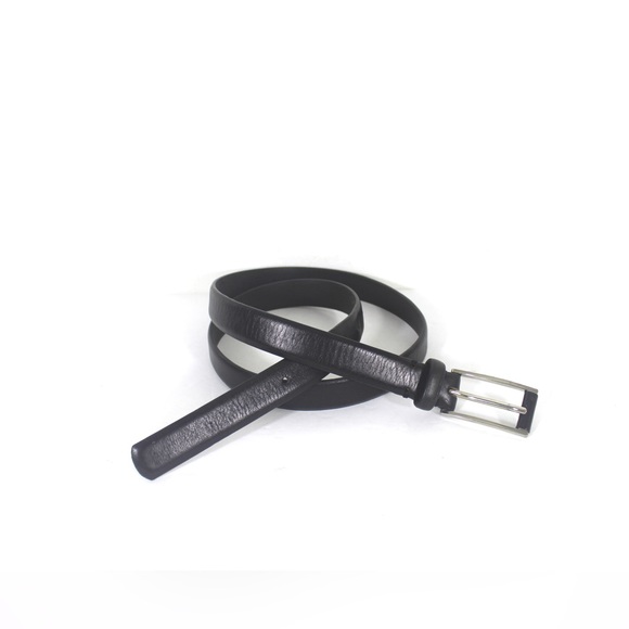 DANIER Black Leather Narrow Dress Belt - Picture 1 of 8